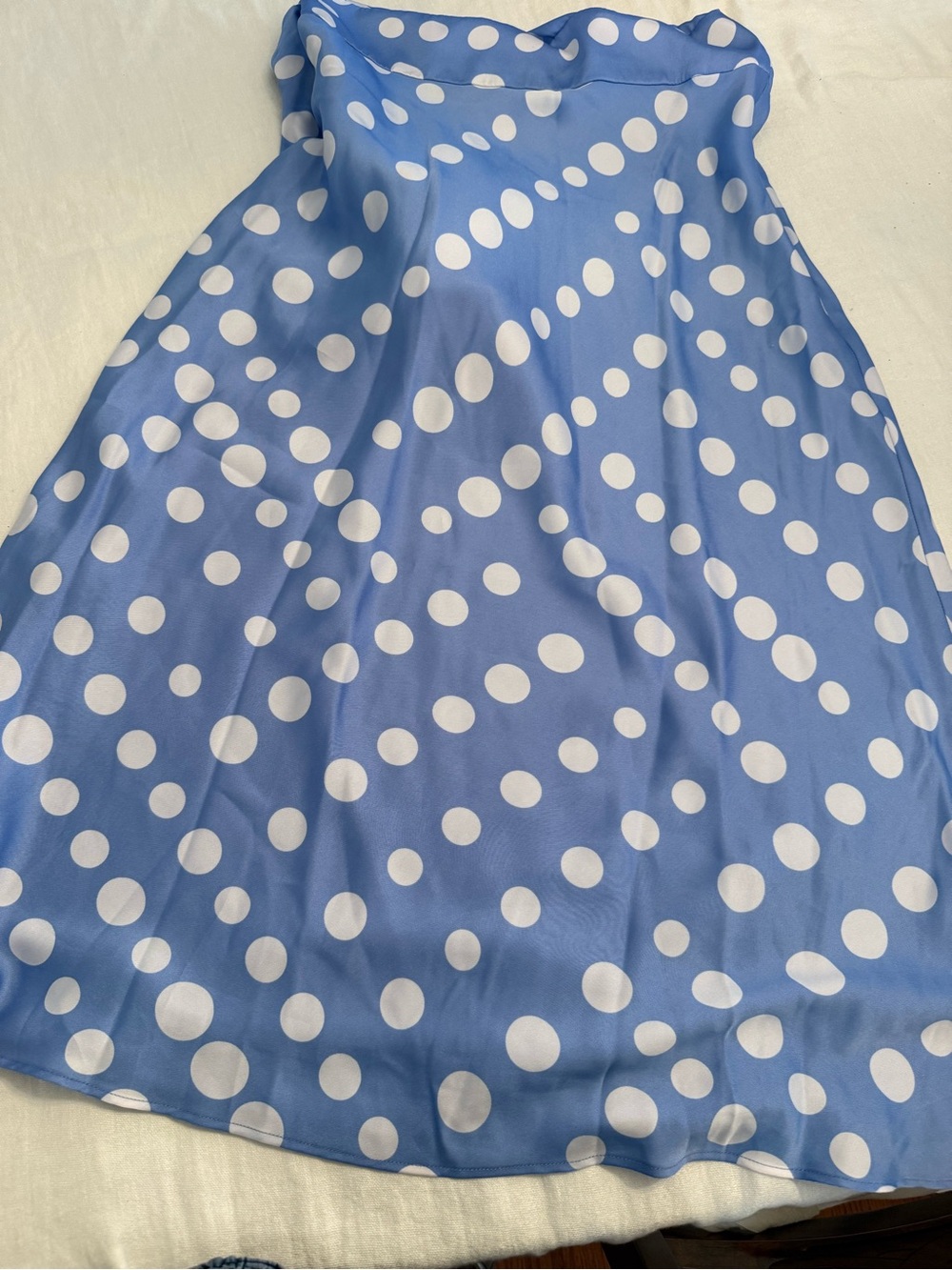 Donna Karan blue SATIN POLKA-DOT TIE-NECK MIDI DRESS - Picture 9 of 12